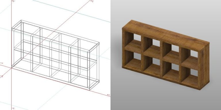 【家具】木製の棚（小物入れ 8Box 背板なし）【formZ】 rack_0037