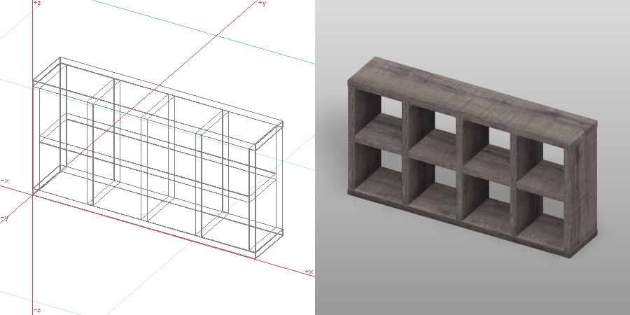 formZ 3D インテリア 家具 棚 ラック interior furniture rack shelf 木製 木目 板 古木