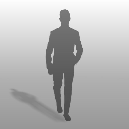 formZ 3D シルエット silhouette 男性 man 歩く walk 左手をポケットに入れる