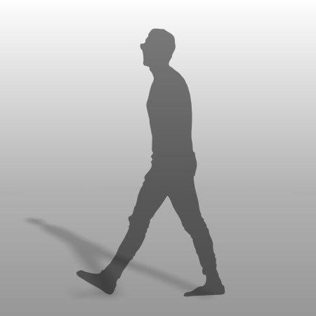 formZ 3D シルエット silhouette 男性 man 歩く walk ポケットに入れる メガネをかける