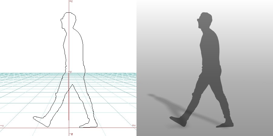 formZ 3D シルエット silhouette 男性 man 歩く walk ポケットに入れる メガネをかける