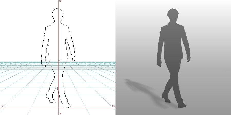 formZ 3D シルエット silhouette 男性 man 歩く walk スーツ サラリーマン
