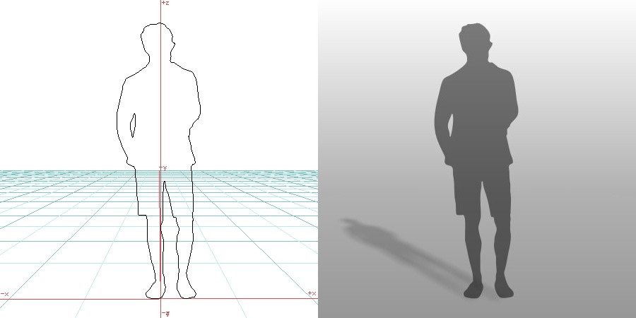 formZ 3D シルエット silhouette 男性 man スーツ ハーフパンツ メガネ 眼鏡