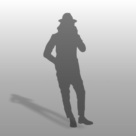 formZ 3D シルエット silhouette 男性 man 携帯 壁に寄りかかる 帽子