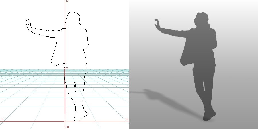 formZ 3D シルエット silhouette 男性 man 携帯 電話 話す 壁に手をつく
