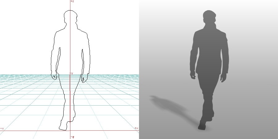 formZ 3D シルエット silhouette 男性 man 歩く walk スーツ サラリーマン マフラー