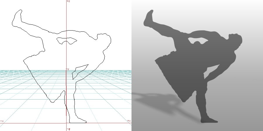 formZ 3D シルエット silhouette 男性 力士 横綱 化粧廻し 土俵入り sumo wrestlers 相撲 四股を踏む 日本 国技