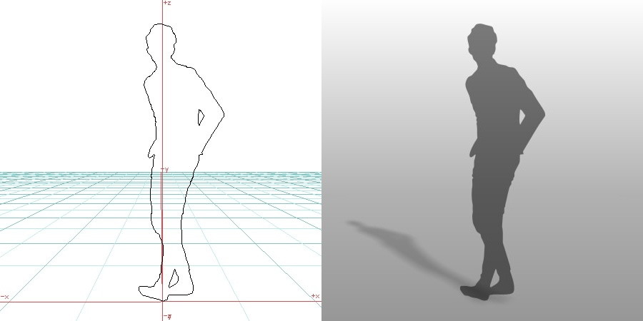 formZ 3D シルエット silhouette 男性 man 歩く walk スーツ サラリーマン ポケットに手を入れる