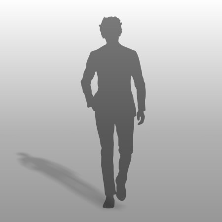 formZ 3D シルエット silhouette 男性 man 歩く walk スーツ サラリーマン ポケットに手を入れる