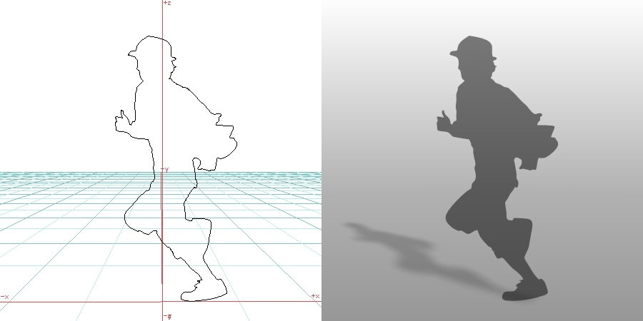 formZ 3D シルエット silhouette 男性 man 走る running 帽子