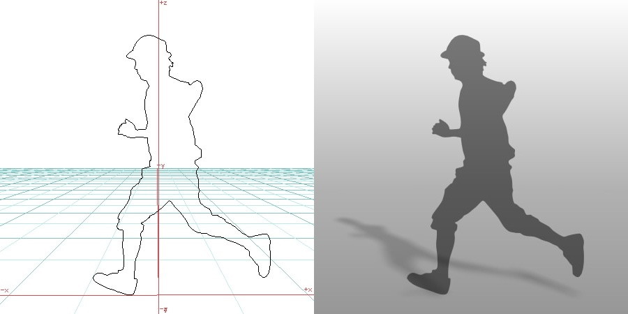 formZ 3D シルエット silhouette 男性 man 走る running 帽子