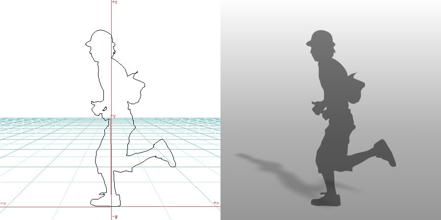 formZ 3D シルエット silhouette 男性 man 走る running 帽子