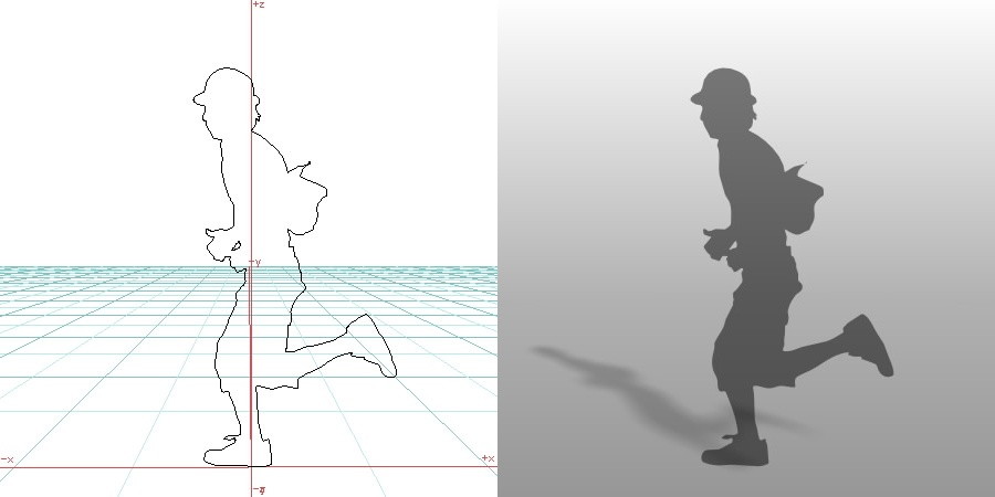 formZ 3D シルエット silhouette 男性 man 走る running 帽子