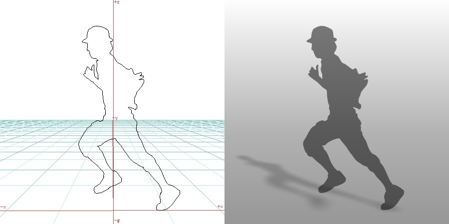 formZ 3D シルエット silhouette 男性 man 走る running 帽子