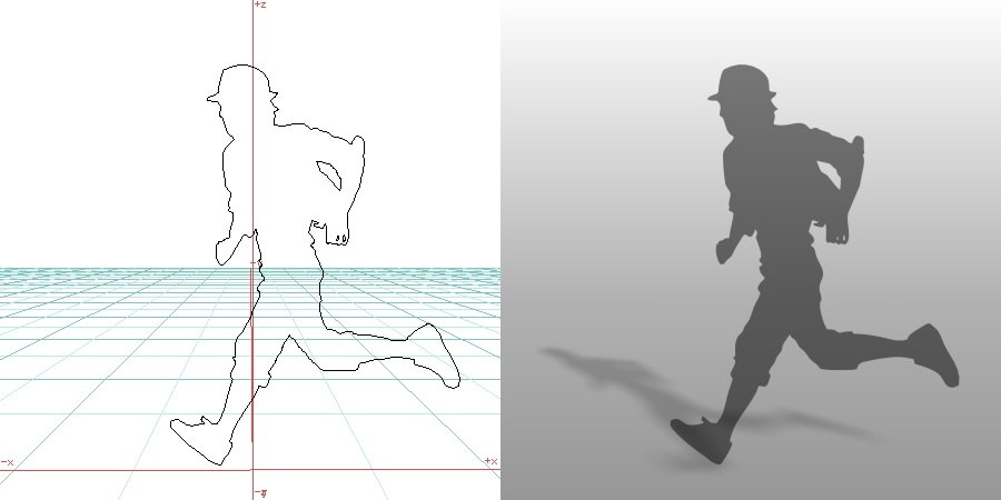 formZ 3D シルエット silhouette 男性 man 走る running 帽子