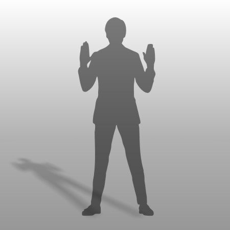 formZ 3D シルエット silhouette 男性 man スーツ サラリーマン 両手をあげる 降参する