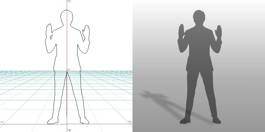 formZ 3D シルエット silhouette 男性 man スーツ サラリーマン 両手をあげる 降参する