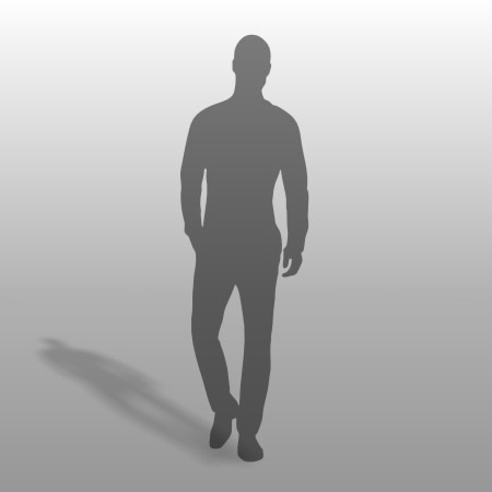 formZ 3D シルエット silhouette 男性 man 歩く walk サラリーマン ポケットに手を入れる スキンヘッド