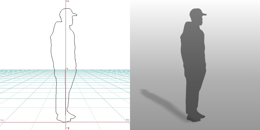 formZ 3D シルエット silhouette 男性 man パーカー 帽子