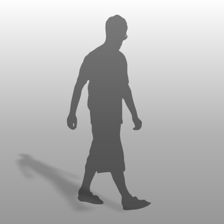 formZ 3D シルエット silhouette 男性 man 歩く walk めがね メガネ 眼鏡 ハーフパンツ