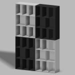 【家具】白色と黒色の重ね合わせた本棚（背板あり）【formZ】 rack_0054
