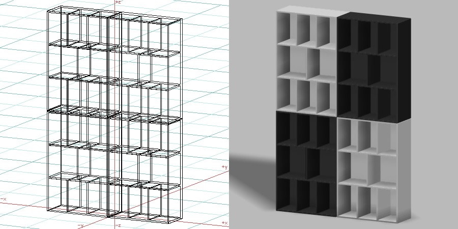 formZ 3D インテリア 家具 棚 本棚 ラック interior furniture rack book shelf