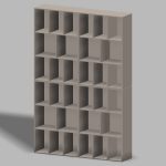 【家具】ベージュ色の重ね合わせた本棚（背板あり）【formZ】 rack_0055