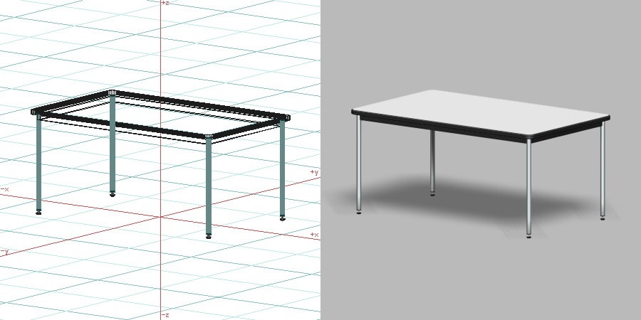 formZ 3D インテリア 家具 机 打合せテーブル 会議テーブル ミーティングテーブル interior furniture dining meeting table