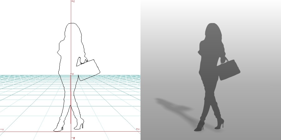 formZ 3D シルエット silhouette 女性 パンプス ハイヒール 歩く walk 鞄 バッグ