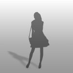 【シルエット】ショルダーバッグを肩にかけて立つ スカートを履いた女性【formZ】 woman_0062