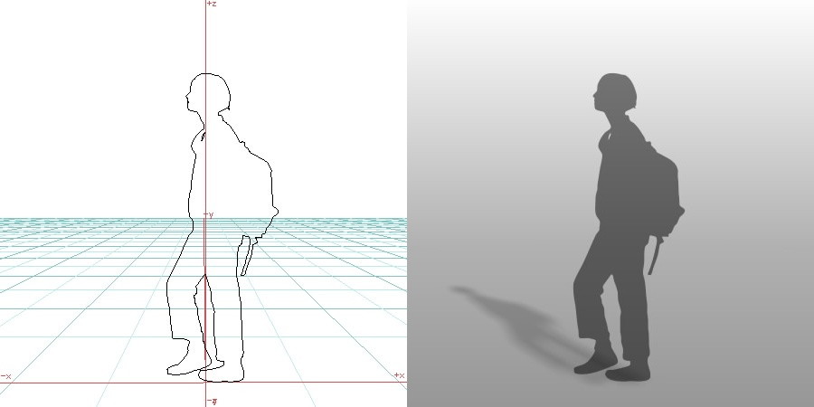 formZ 3D シルエット silhouette 女性 woman リュック 鞄 歩く walk