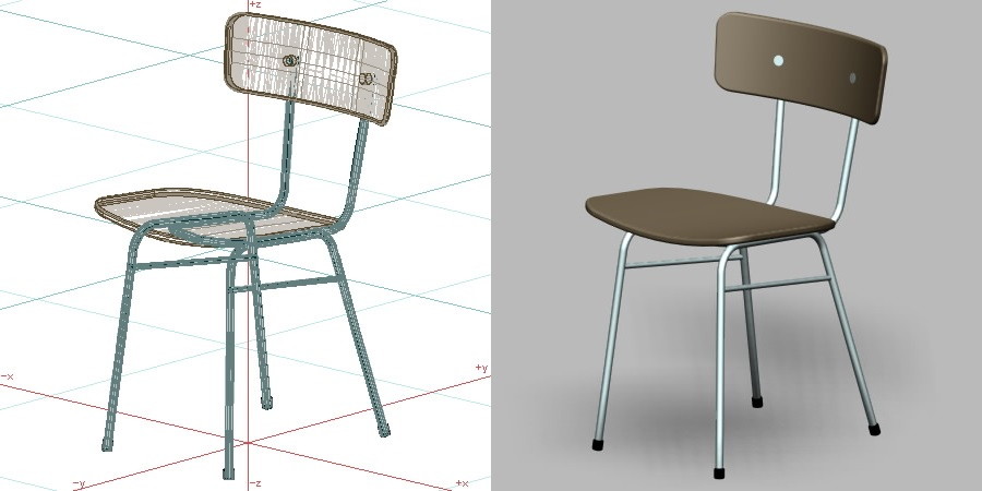 formZ 3D インテリア 家具 椅子 スチールパイプ椅子 interior furniture chair 店舗 業務用 イス