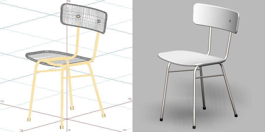 formZ 3D インテリア 家具 椅子 スチールパイプ椅子 interior furniture chair 店舗 業務用 イス