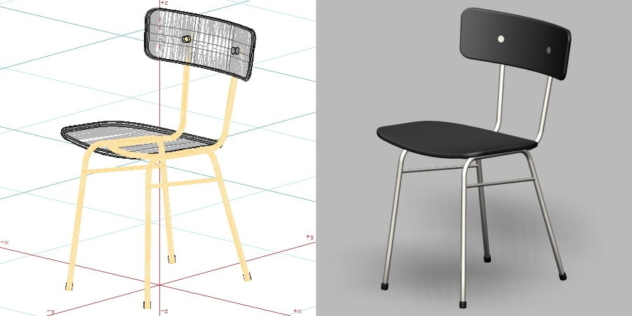 formZ 3D インテリア 家具 椅子 スチールパイプ椅子 interior furniture chair 店舗 業務用 イス