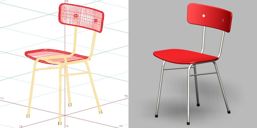 formZ 3D インテリア 家具 椅子 スチールパイプ椅子 interior furniture chair 店舗 業務用 イス