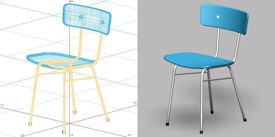 formZ 3D インテリア 家具 椅子 スチールパイプ椅子 interior furniture chair 店舗 業務用 イス