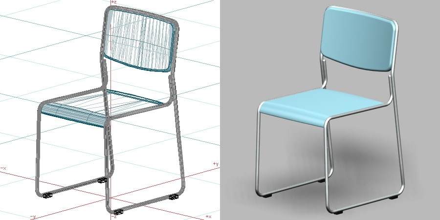 formZ 3D インテリア 家具 椅子 スチールパイプ椅子 interior furniture chair 事務 オフィス家具 業務用 イス