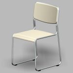 【家具】クリーム色の スチールパイプ椅子【formZ】 chair_0044