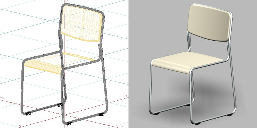 formZ 3D インテリア 家具 椅子 スチールパイプ椅子 interior furniture chair 事務 オフィス家具 業務用 イス