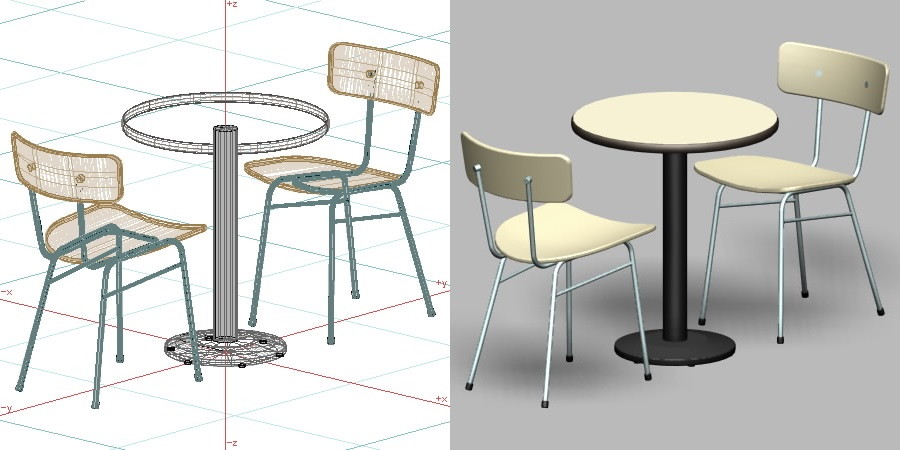 formZ 3D インテリア 家具 椅子 スチールパイプ椅子 interior furniture chair 店舗 業務用 イス テーブル table カフェ