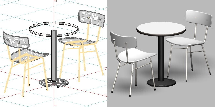 formZ 3D インテリア 家具 椅子 スチールパイプ椅子 interior furniture chair 店舗 業務用 イス テーブル table カフェ bar バー 喫茶 飲食店