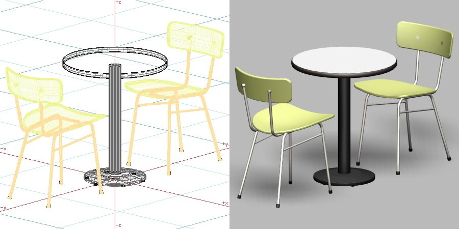 formZ 3D インテリア 家具 椅子 スチールパイプ椅子 interior furniture chair 店舗 業務用 イス テーブル table カフェ bar バー 喫茶 飲食店