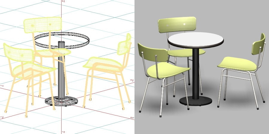 formZ 3D インテリア 家具 椅子 スチールパイプ椅子 interior furniture chair 店舗 業務用 イス テーブル table カフェ bar バー 喫茶 飲食店