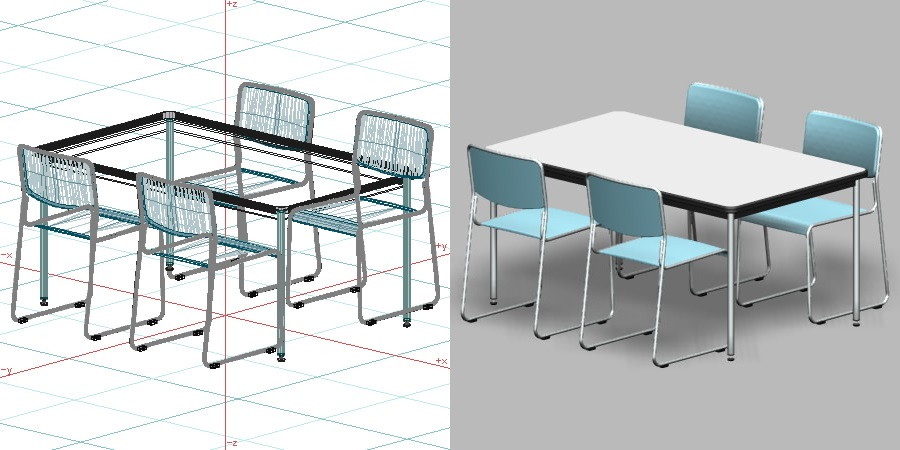 formZ 3D インテリア 家具 椅子 スチールパイプ椅子 interior furniture chair 事務 オフィス家具 業務用 イス テーブル