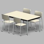 【家具】クリーム色の打合せテーブルと パイプ椅子（4脚）【formZ】 in-group_0010