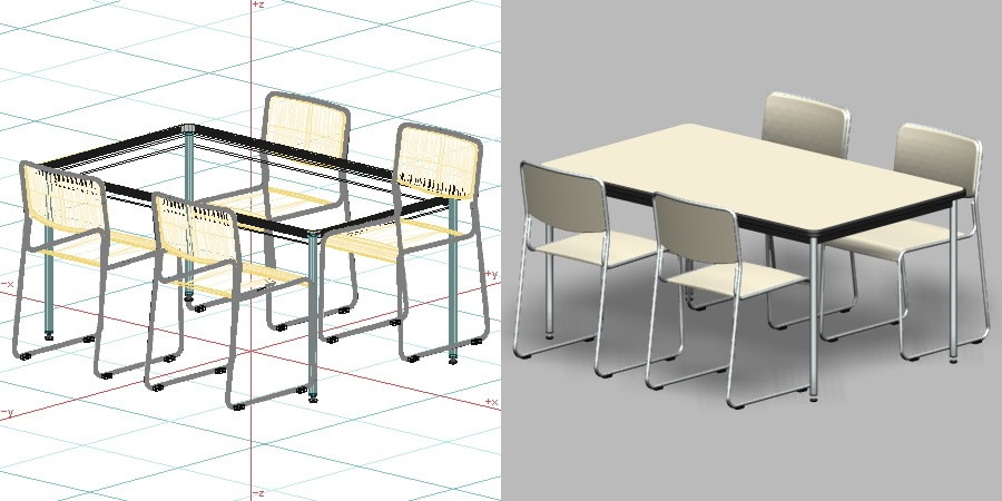 formZ 3D インテリア 家具 椅子 スチールパイプ椅子 interior furniture chair 事務 オフィス家具 業務用 イス テーブル