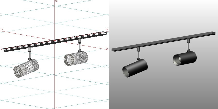 formZ 3D インテリア 照明器具 lighting equipment スポットライト spotlight 配線ダクト 白熱灯