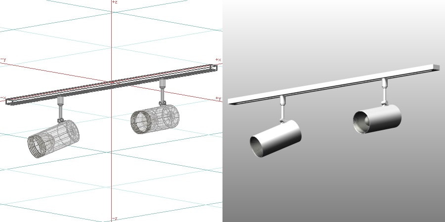 formZ 3D インテリア 照明器具 lighting equipment スポットライト spotlight 配線ダクト 白熱灯