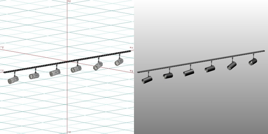 formZ 3D インテリア 照明器具 lighting equipment スポットライト spotlight 配線ダクト 白熱灯