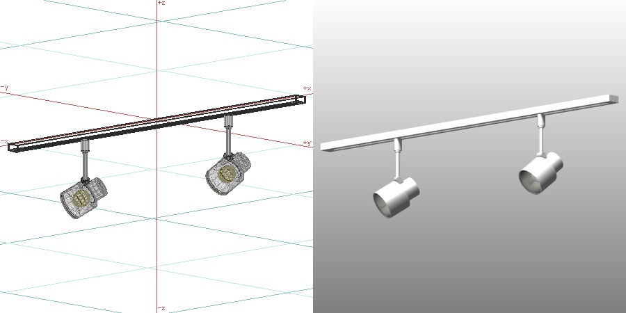 formZ 3D インテリア 照明器具 lighting equipment スポットライト spotlight 配線ダクト 白熱灯